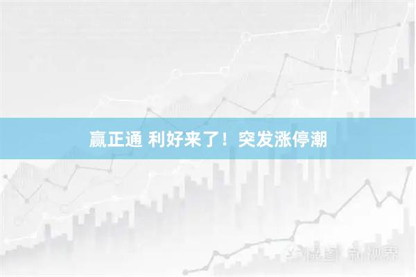 赢正通 利好来了！突发涨停潮
