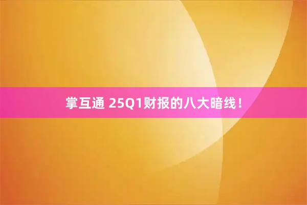 掌互通 25Q1财报的八大暗线！