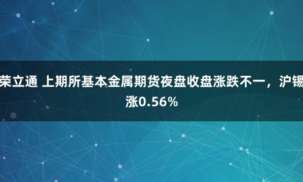 荣立通 上期所基本金属期货夜盘收盘涨跌不一，沪锡涨0.56%