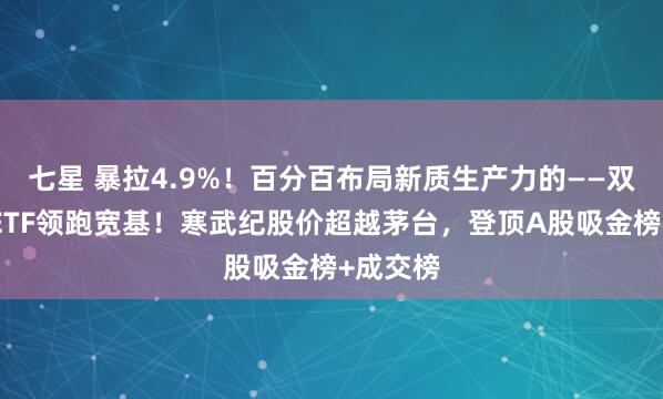 七星 暴拉4.9%!百分百布局新质生产力的——双创龙头ETF领跑宽基!寒武纪股价超越茅台,登顶A股吸金榜+成交榜