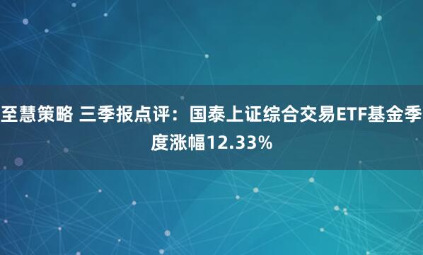 至慧策略 三季报点评:国泰上证综合交易ETF基金季度涨幅12.33%